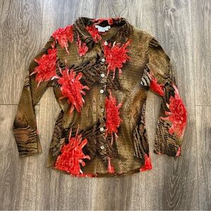 Brown and Red Button-Up Shirt